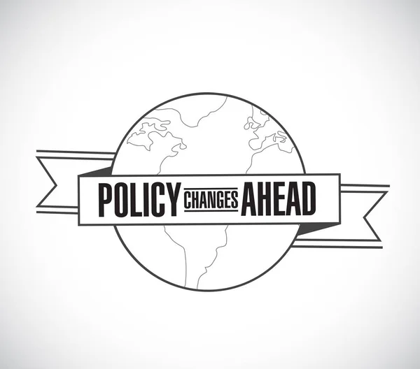Policy Changes Ahead Line Globe Ribbon Message Concept Isolated White — Stock Photo, Image