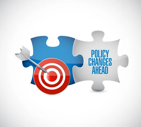 Policy Changes Ahead Target Puzzle Pieces Message Isolated White Background — Stock Photo, Image