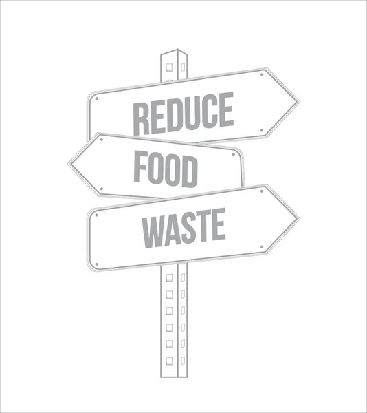Reduce Food Waste Multiple Destination Line Street Sign Isolated White — Stock Photo, Image