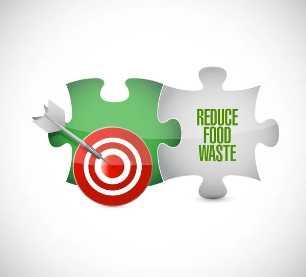 Reduce Food Waste Puzzle Pieces Message Isolated White Background — Stock Photo, Image