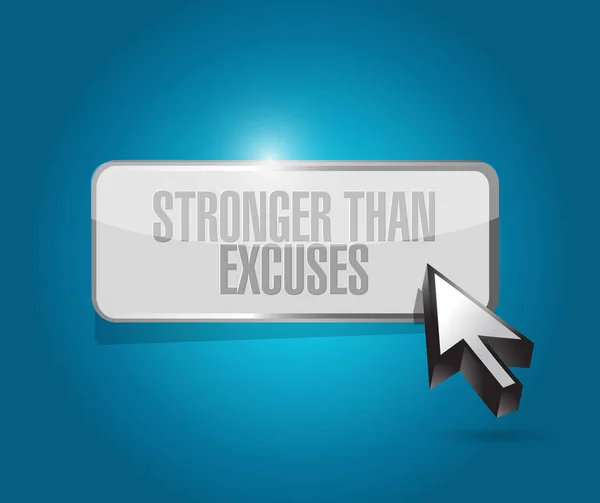 Stronger Excuses Button Sign Message Isolated Blue Background — Stock Photo, Image