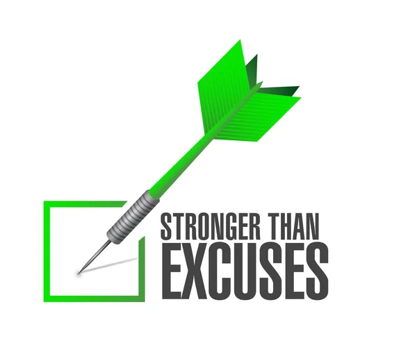 Stronger Excuses Check Dart Sign Message Isolated White Background — Stock Photo, Image