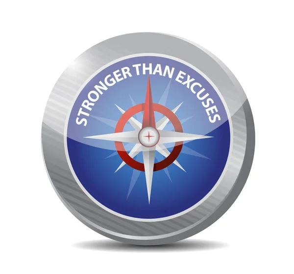 Stronger Excuses Compass Sign Message Isolated Blue Background — Stock Photo, Image