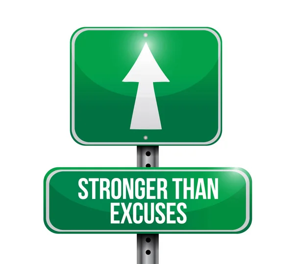 Stronger Excuses Line Street Sign Isolated White Background — Stock Photo, Image