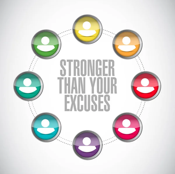 Stronger Excuses Network Diagram Sign Concept Isolado Sobre Fundo Branco — Fotografia de Stock