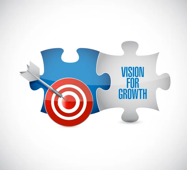 Vision Growth Target Puzzle Pieces Message Isolated White Background — Stock Photo, Image