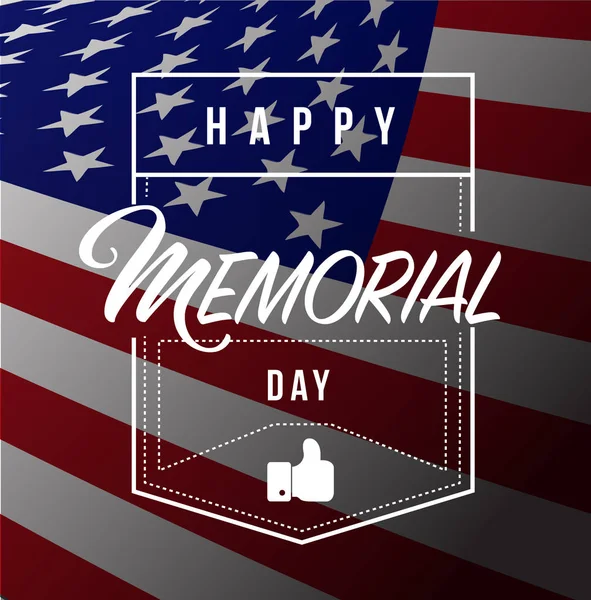 Happy Memorial Day Flag Line Quote Message Concept Isolated Blue — Stock Photo, Image