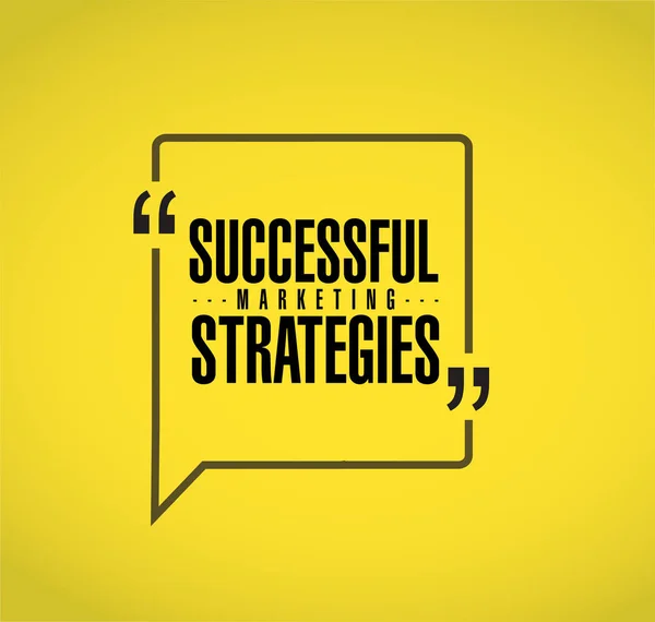 成功的营销策略线报价信息概念被隔离在黄色背景上 — 图库照片