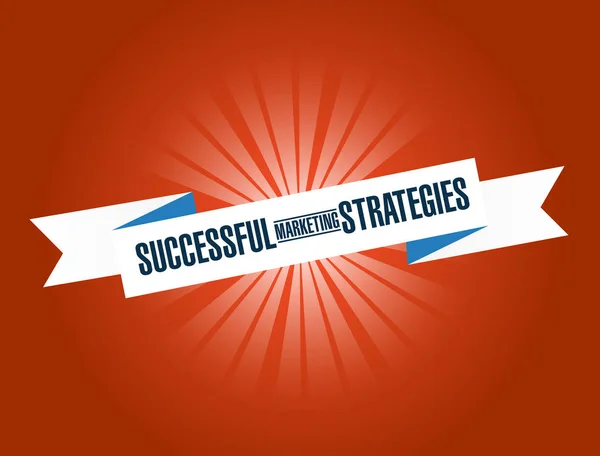 Succesvolle Strategieën Heldere Lint Marketingboodschap Geïsoleerd Een Rode Achtergrond — Stockfoto