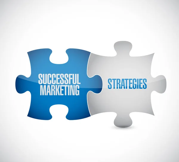 Estratégias Marketing Bem Sucedidas Peças Quebra Cabeça Conceito Mensagem Isolado — Fotografia de Stock