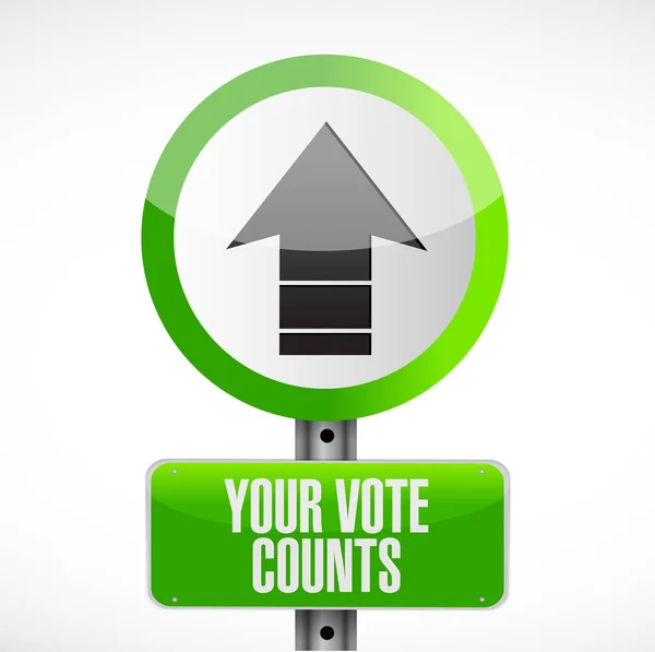 Ψήφος Σας Μετράει Δρόμο Σημάδι Μήνυμα Έννοια Εικονογράφηση Απομονωμένη Πάνω — Φωτογραφία Αρχείου