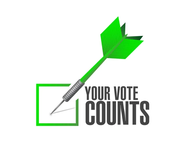あなたの投票数白地に分離された承認チェック Dart メッセージ概念図 — ストック写真
