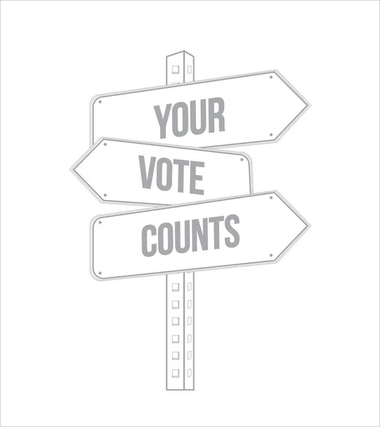 Your Vote Counts Multiple Destination Line Street Sign Isolated White — Stock Photo, Image
