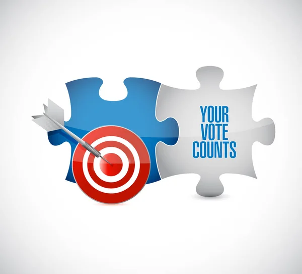 Your Vote Counts Target Puzzle Pieces Message Isolated White Background — Stock Photo, Image
