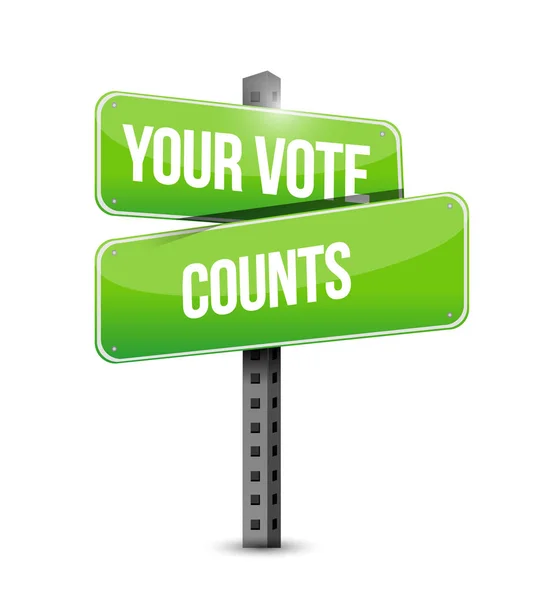 Your Vote Counts Street Sign Message Concept Illustration Isolated White — Stock Photo, Image