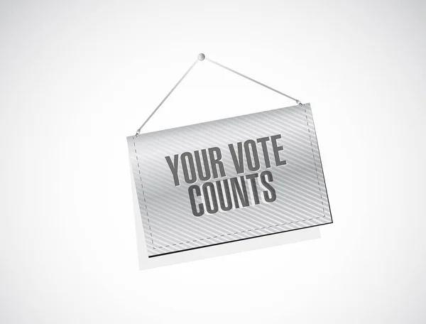 Ψήφος Σας Μετράει Κρέμονται Πανό Σημάδι Έννοια Εικόνα Φόντο Σχέδιο — Φωτογραφία Αρχείου