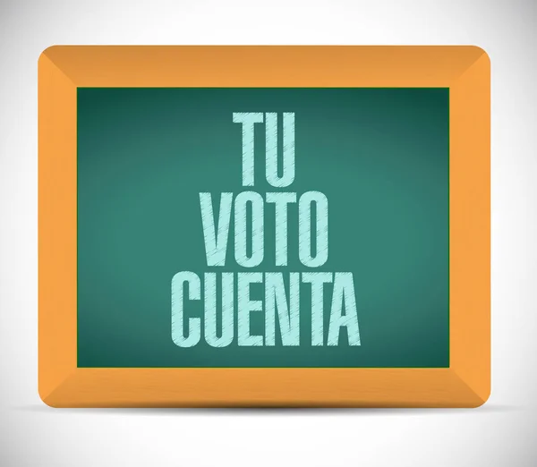 Your Vote Counts Spanish Chalkboard Message Concept Illustration Isolated White — Stock Photo, Image