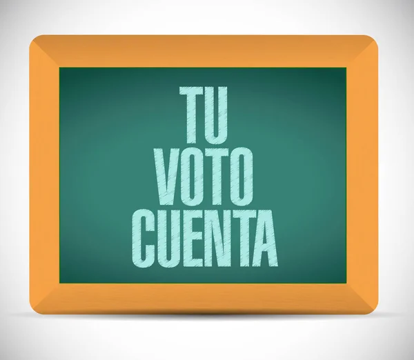 Ваш Розраховує Голосувати Іспанського Дошці Повідомлення Концепція Ілюстрації Ізольовані Над — стокове фото