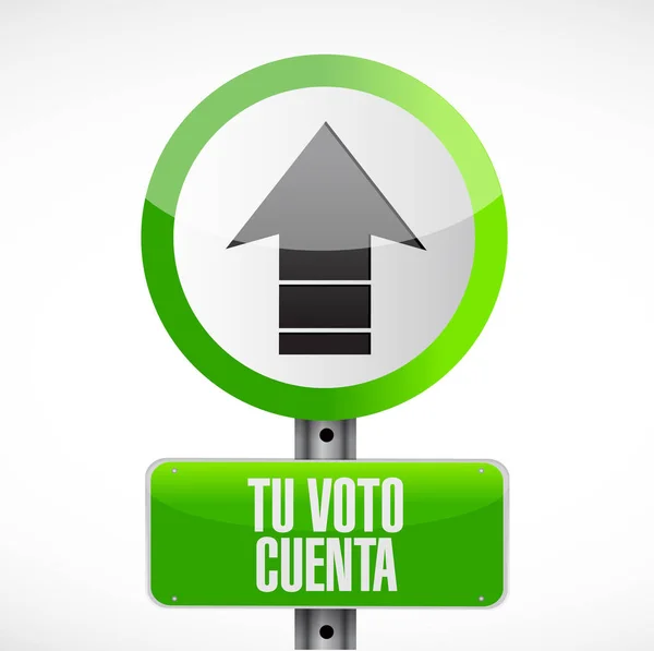 Your Vote Counts Spanish Street Sign Concept Illustration Isolated White — стоковое фото
