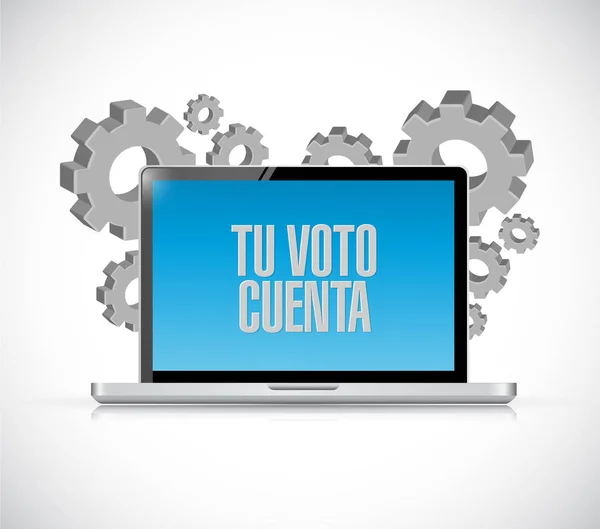 Your Vote Counts Spanish Computer Message Illustration Isolated White Background — Stock Photo, Image