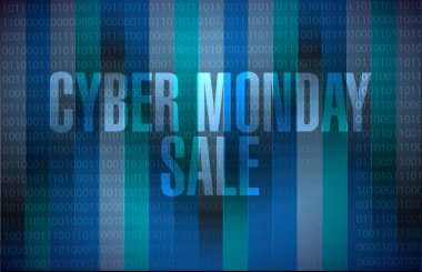 Cyber Pazartesi Satılık mesaj işareti illüstrasyon izole koyu bir ikili arka plan üzerinde