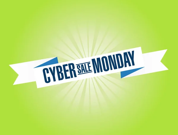 Cyber Monday Продаж Яскравих Стрічок Повідомлення Ізольовані Зеленому Фоні — стокове фото