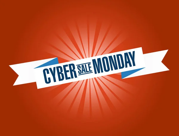 Cyber Monday Venda Mensagem Fita Brilhante Isolado Sobre Fundo Vermelho — Fotografia de Stock