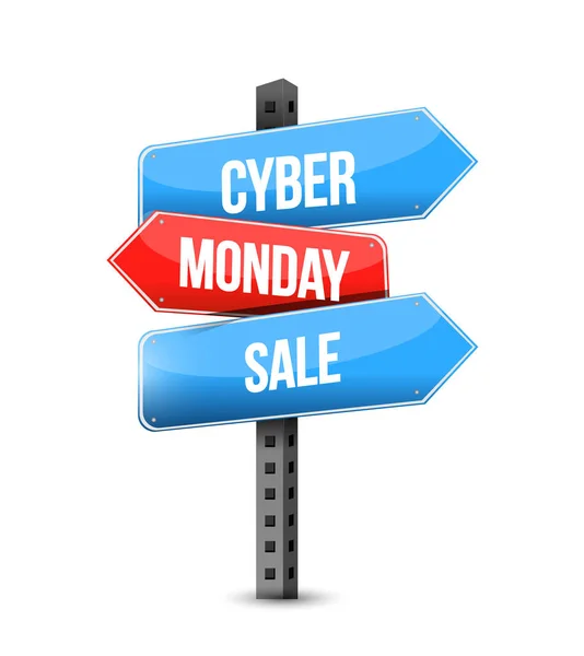 Cyber Monday Продаж Декількох Кольорових Вуличних Знаків Призначення Ізольовані Білому — стокове фото