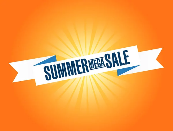 Summer Mega Sale Bright Ribbon Message Isolated Orange Background — Stock Photo, Image