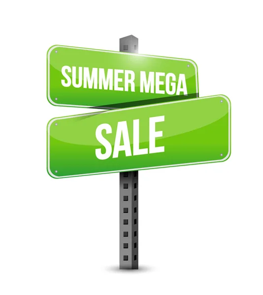 Summer Mega Sale Street Sign Message Concept Illustration Isolated White — Stock Photo, Image
