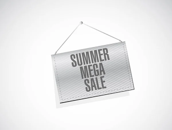 Summer Mega Sales Hanging Banner Sign Concept Illustration Design Background — Stock Photo, Image