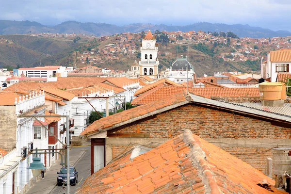 Cityscape Sucre Bolívia Praça Anzares Praça Com Uma Fonte Histórica — Fotografia de Stock