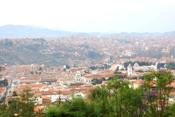 Vista Aérea Sucre Bolivia Con Montañas Visibles Fondo Vista Ciudad — Foto de Stock