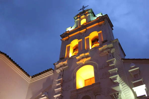 Kuil San Miguel Malam Hari Sucre Bolivia Ibukota Bolivia Kuil — Stok Foto