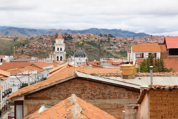 Skyline Över Sucre Bolivia Flygfoto Över Huvudstaden Den Vita Staden — Stockfoto