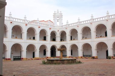 Çan Kulesi ve kupola San Felipe Neri Manastırı, Sucre, Bolivya. Colonial şehir