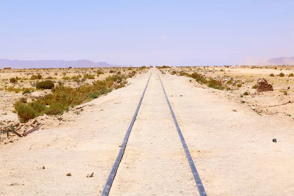 Uyuni Boliwii Lokomotywa Parowa Stary Zardzewiały Kolejowego Cmentarz Boliwijskie Altiplano — Zdjęcie stockowe