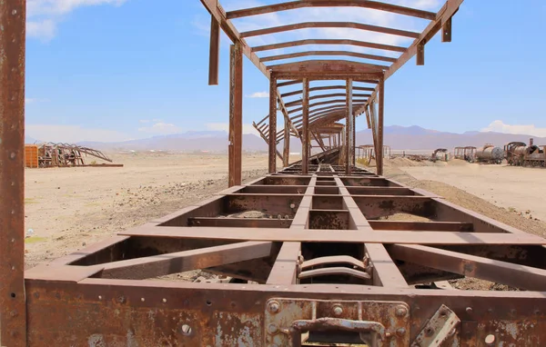 Uyuni Boliwii Starej Linii Kolejowej Kolejowego Cmentarz Boliwijskie Altiplano — Zdjęcie stockowe