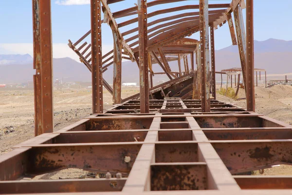 Kolejowego Cmentarz Boliwii Pustyni Boliwijskie Altiplano — Zdjęcie stockowe