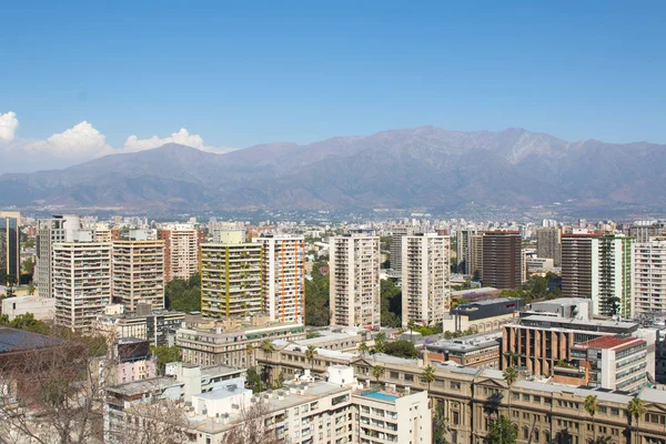 Widok Centrum Miasta Santiago Chile Panoramiczny Widok Cerro Santa Lucia — Zdjęcie stockowe