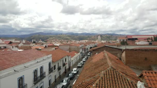 Sucre Bolivia Capital Skyline Visión General Video Ciudad Blanca — Vídeo de stock