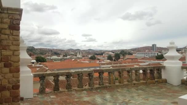 Sucre Bolivia Hoofdstad Skyline Overzicht Video Witte Stad — Stockvideo