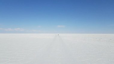 Uyuni Bolivya'da Salar. Parlak beyaz altıgen tuz daireler video kapatın. Uyuni, Potosi Bolivya.