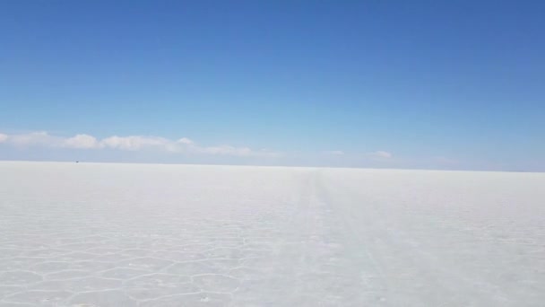 Boliviaanse Woestijn Zoutvlakten Avontuur Een Road Trip Altiplano Salar Uyuni — Stockvideo
