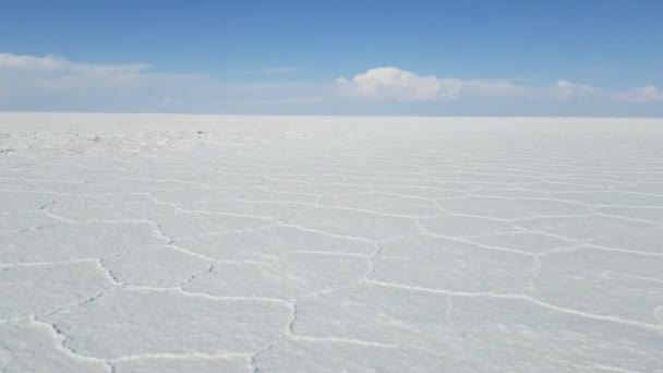 Uyuni Salar Bolivia Close Video Bright White Hexagon Salt Flats — Stock Video