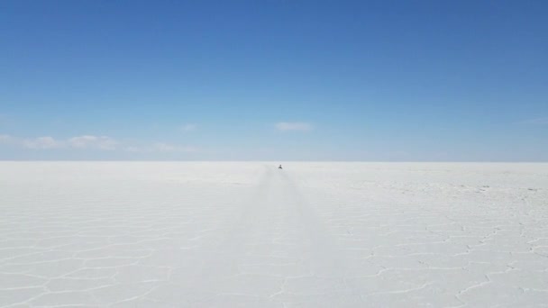 ボリビアのウユニのウユニ 明るい白い六角形の塩の干潟のビデオを閉じます ポトシ ボリビア ウユニ — ストック動画