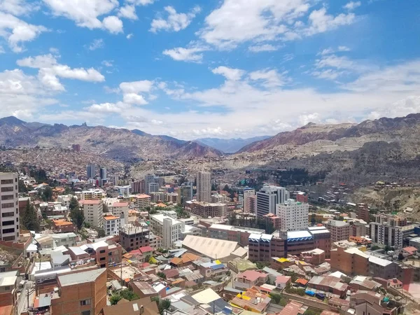 Vista Aerea Paz Bolivia Una Funivia Centro Della Città America — Foto Stock