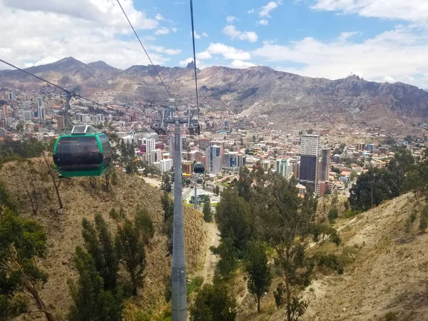 Paz Bolivya Nın Hava Görünümünden Bir Teleferik Şehir Merkezi Güney — Stok fotoğraf