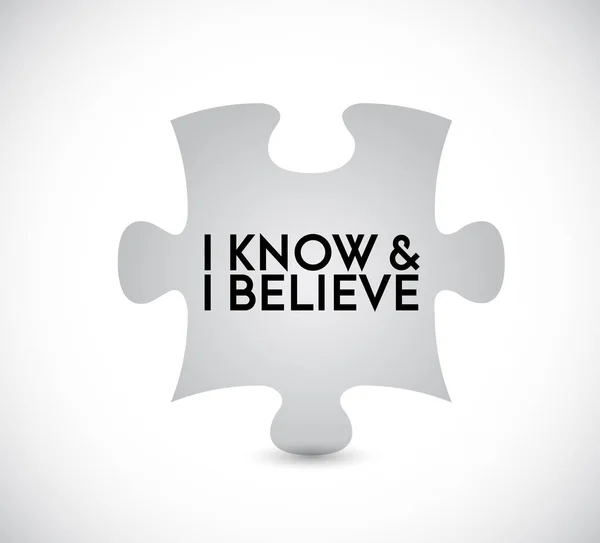 Know Believe Puzzle Pieces Union Concept Infographic Illustration Stamp — Stock Photo, Image