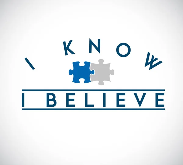 Know Believe Puzzle Pieces Union Concept Infographic Illustration Stamp — Stock Photo, Image